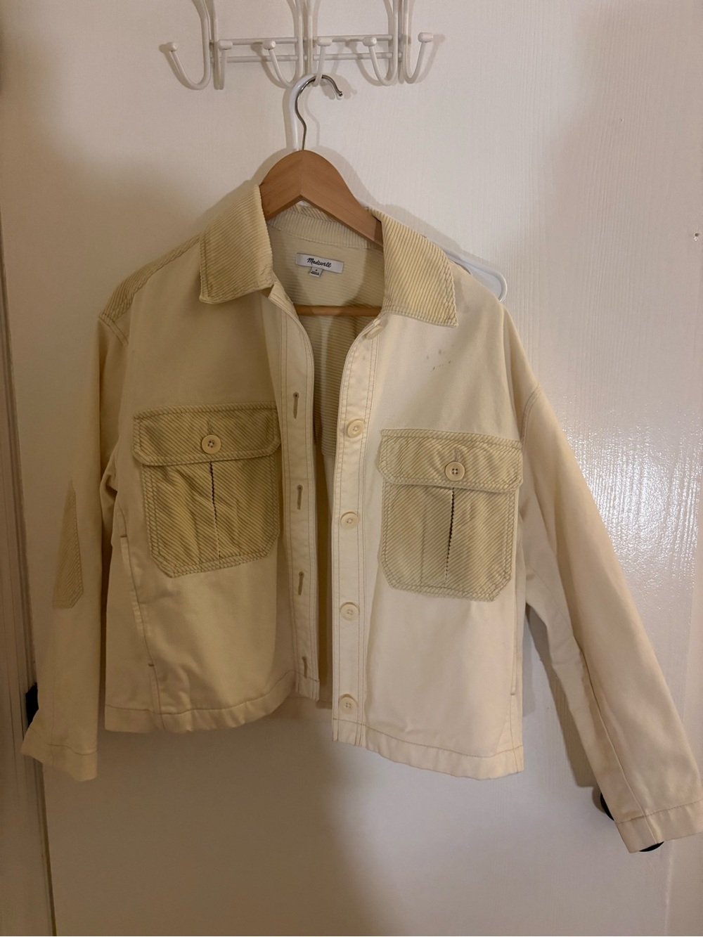 Madewell Cream Corduroy-Trimmed Jacket